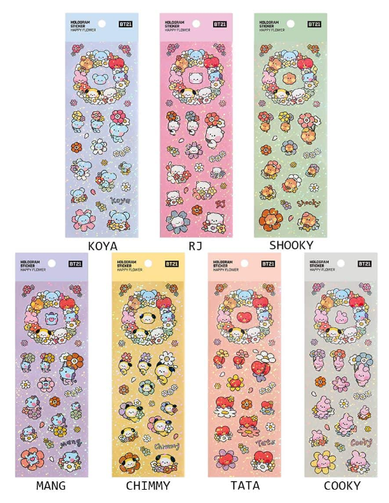 BT21 minini Hologram Sticker Happy Flower