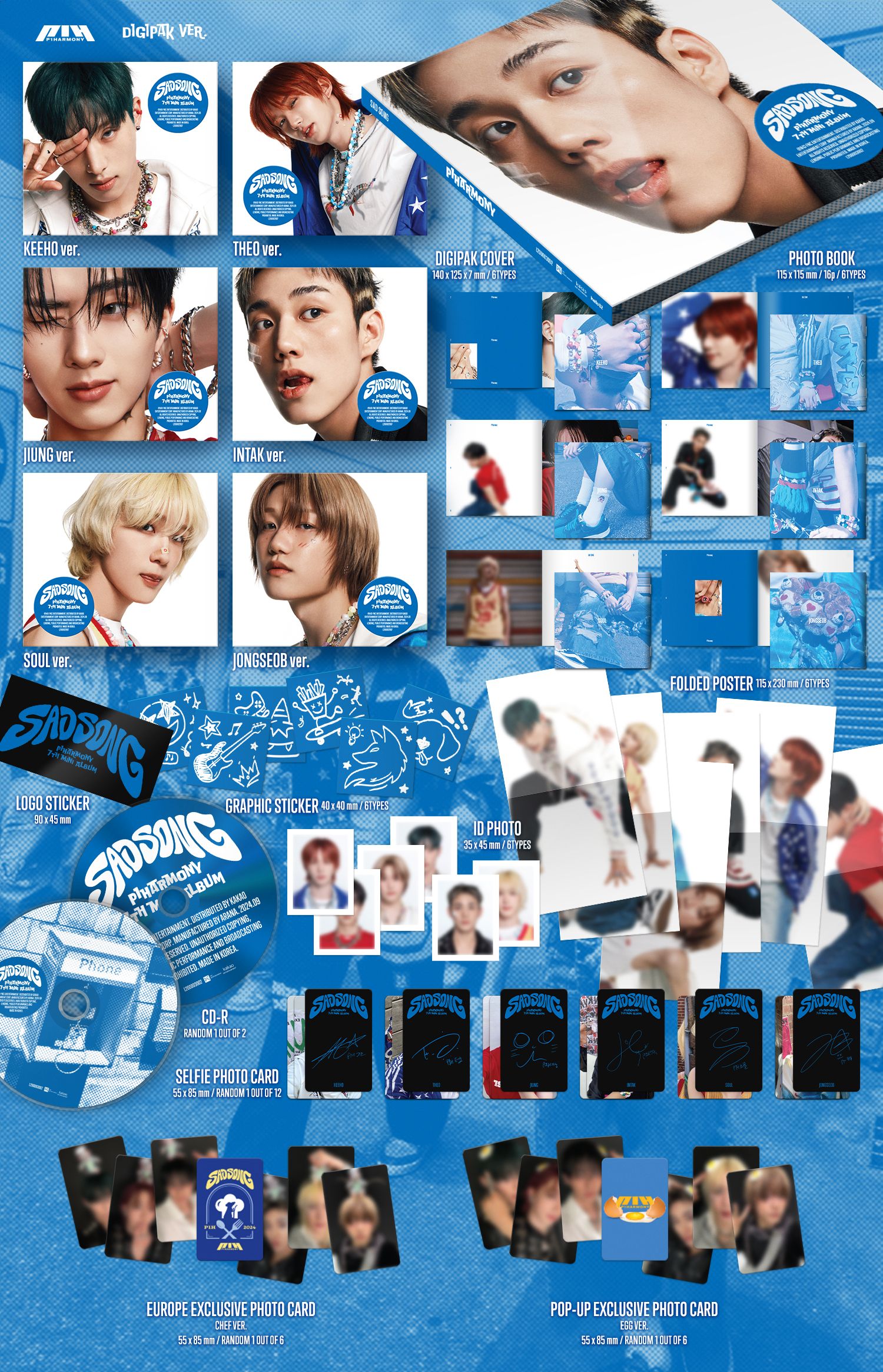 P1Harmony - SAD SONG - Europe POP-UP Exclusive - 7th Mini Album (Digipack Ver.)
