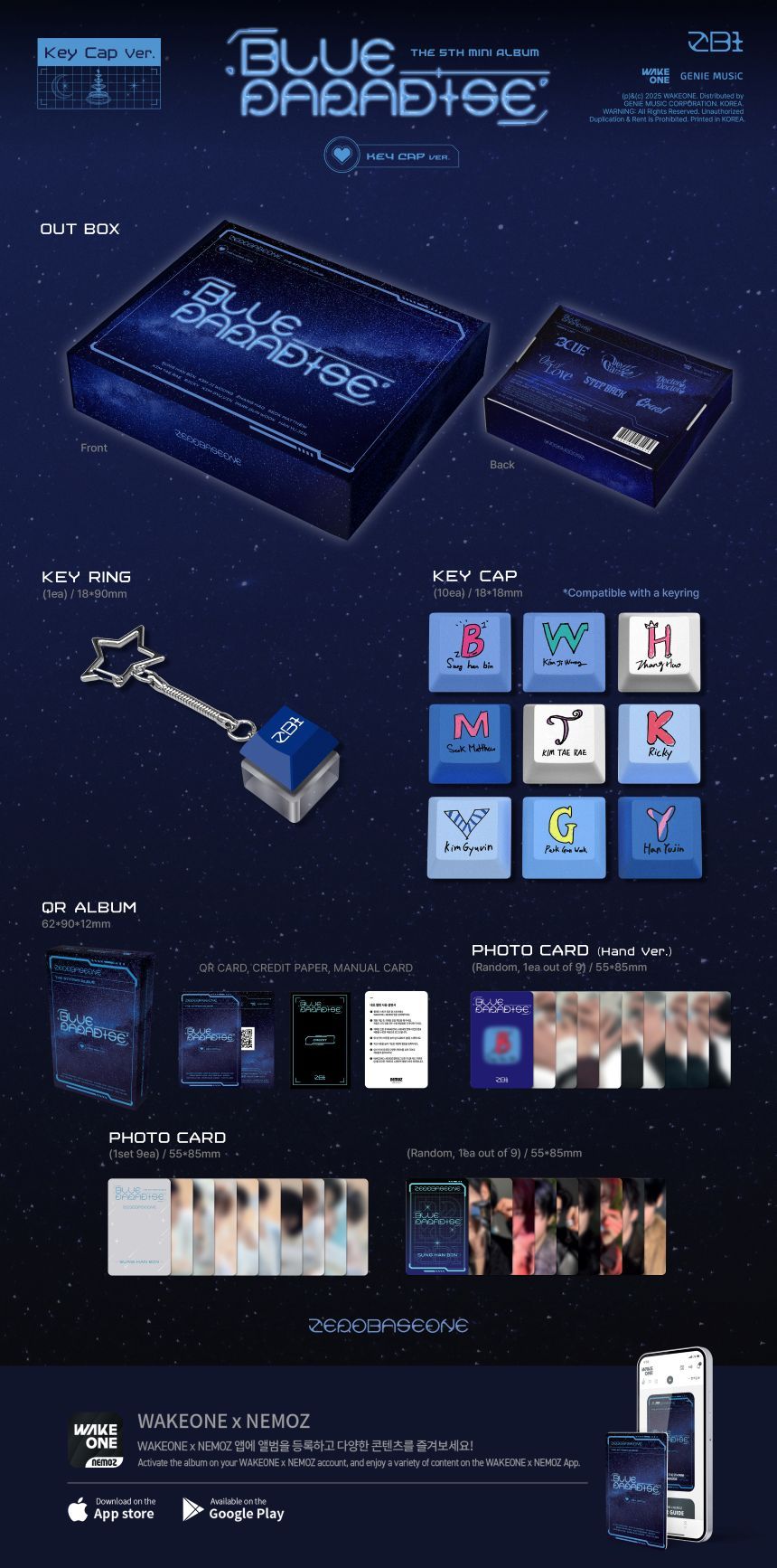 ZEROBASEONE - BLUE PARADISE - 5th Mini Album (Keycap Ver.)