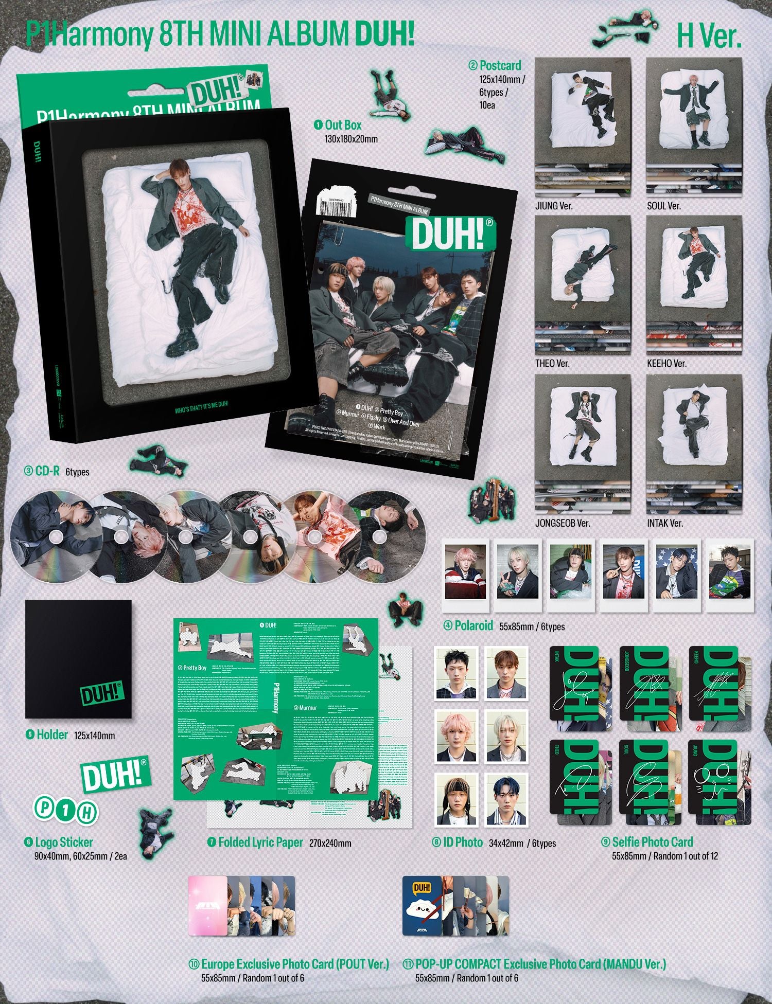 P1Harmony - DUH! - Europe POP-UP Exclusive - 8th Mini Album (B-Ware) (H Ver.)