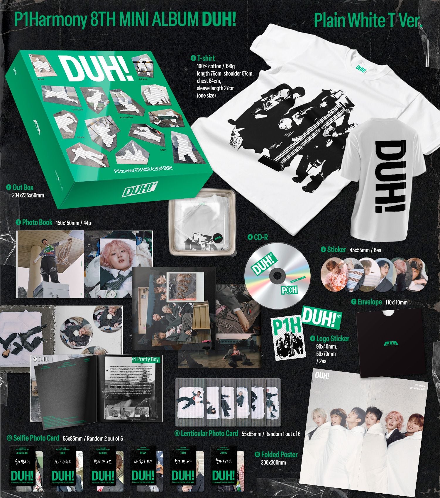 P1Harmony - DUH! - 8th Mini Album (Plain White T Ver.)