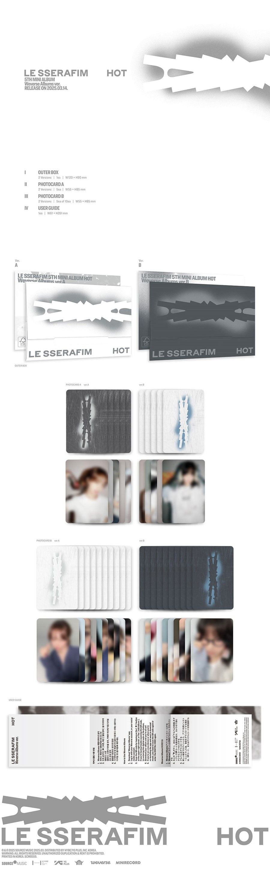 LE SSERAFIM - HOT - 5th Mini Album (Weverse Albums Ver.)