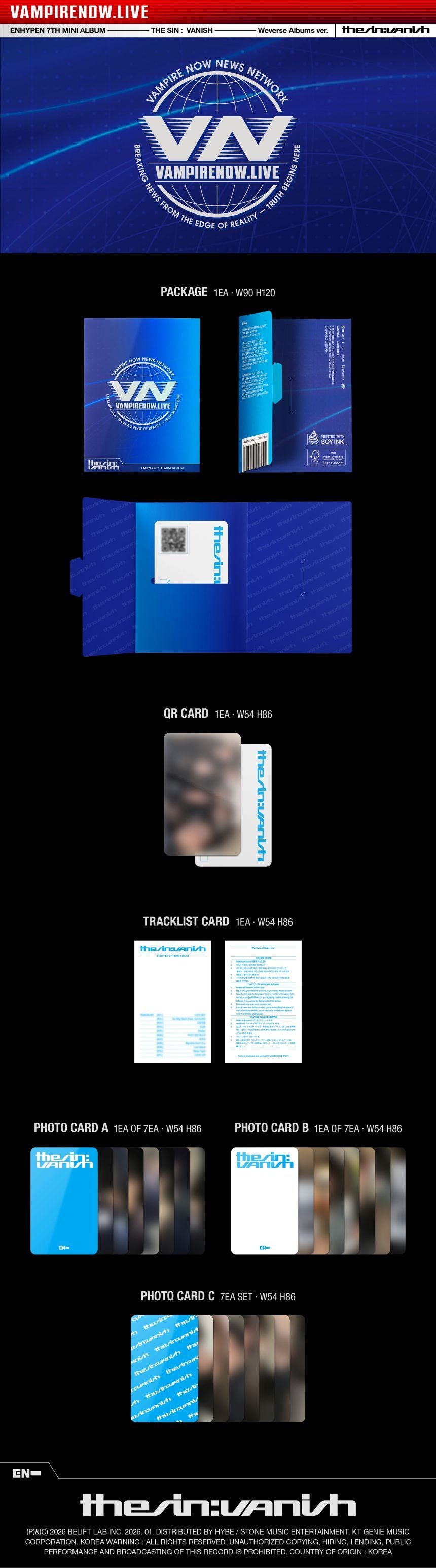 ENHYPEN - THE SIN : VANISH - 7th Mini Album (Weverse Albums Ver.)