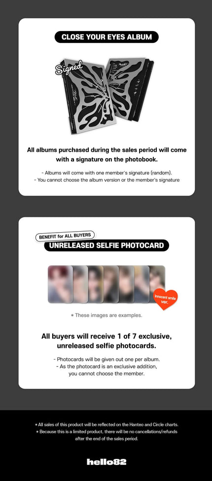 (SIGNED) CLOSE YOUR EYES - BLACKOUT - 3rd Mini Album (hello82 Exclusive) (Blackout Ver.)