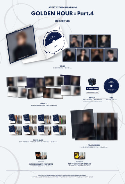 ATEEZ - GOLDEN HOUR : Part.4 - Europe POP-UP Exclusive - 13th Mini Album (Digipack Ver.)