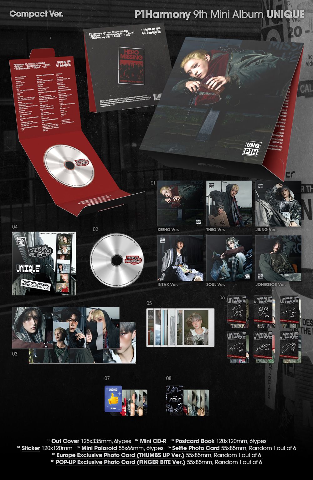 P1Harmony - UNIQUE - Europe POP-UP Exclusive - 9th Mini Album (Compact Ver.)