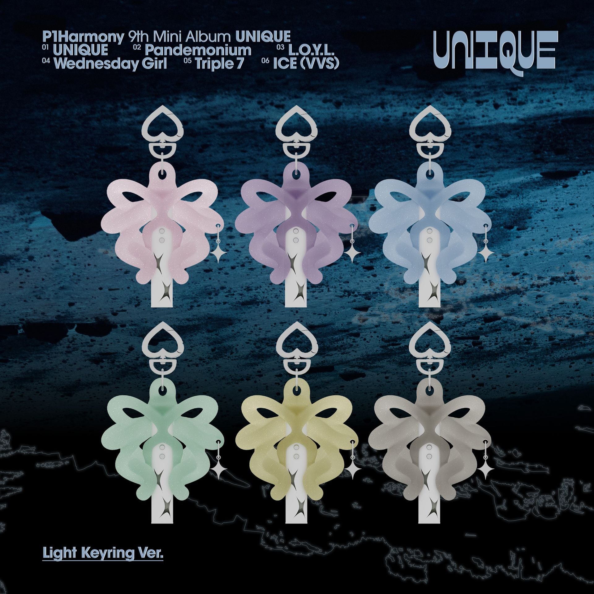 P1Harmony - UNIQUE - 9th Mini Album (Light Keyring Ver.)