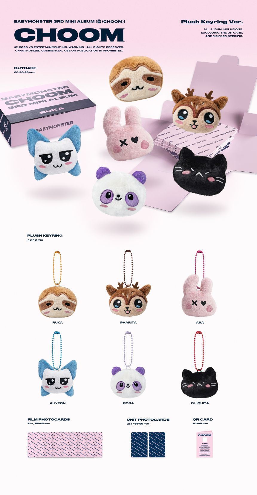 BABYMONSTER - CHOOM - 3rd Mini Album (Plush Keyring Ver.)