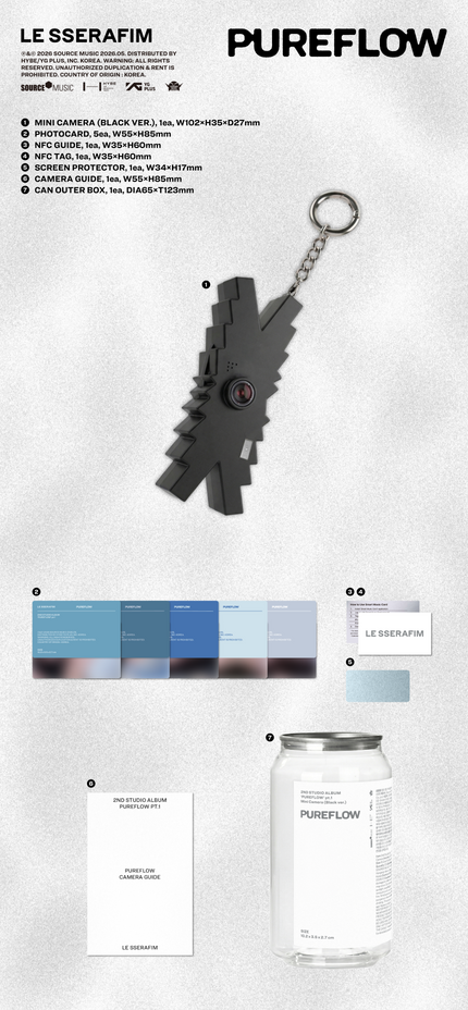 LE SSERAFIM - PUREFLOW pt.1 - 2nd Studio Album (Mini Camera Ver. / Black Ver.)