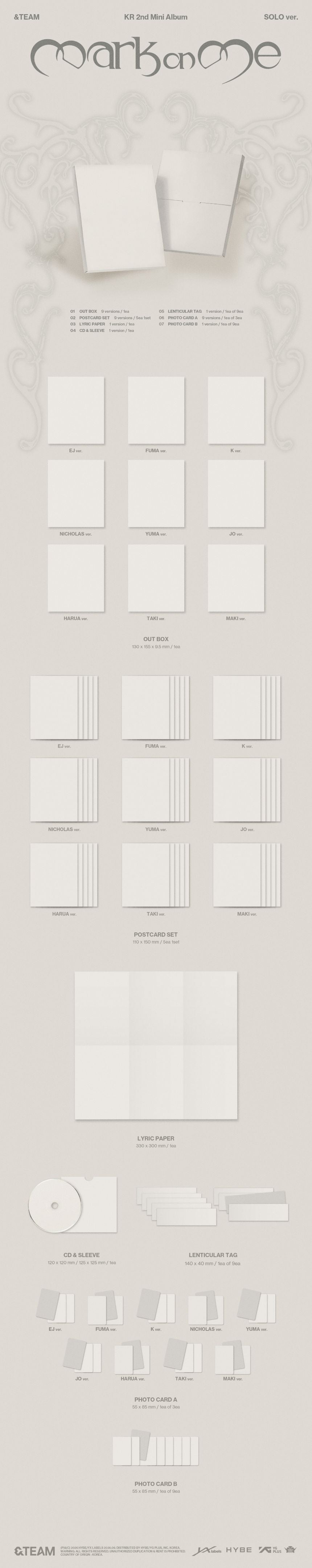 (PRE-ORDER) &TEAM - Mark on Me - KR 2nd Mini Album (SOLO Ver.)