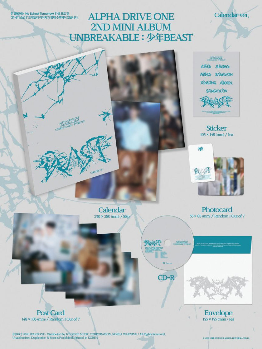 ALPHA DRIVE ONE - 2nd Mini Album UNBREAKABLE :BEAST (Calendar Ver.)