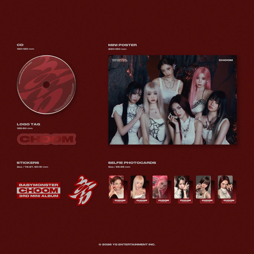 GROUP VIDEO CALL EVENT) BABYMONSTER 3rd MINI ALBUM [춤 (CHOOM)] (Crimson / Metallic / Prism Ver.)