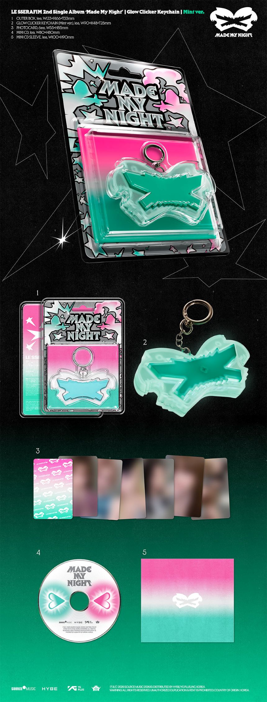 LE SSERAFIM - Made my Night - 2nd single album (Glow Clicker Keychain ver.)