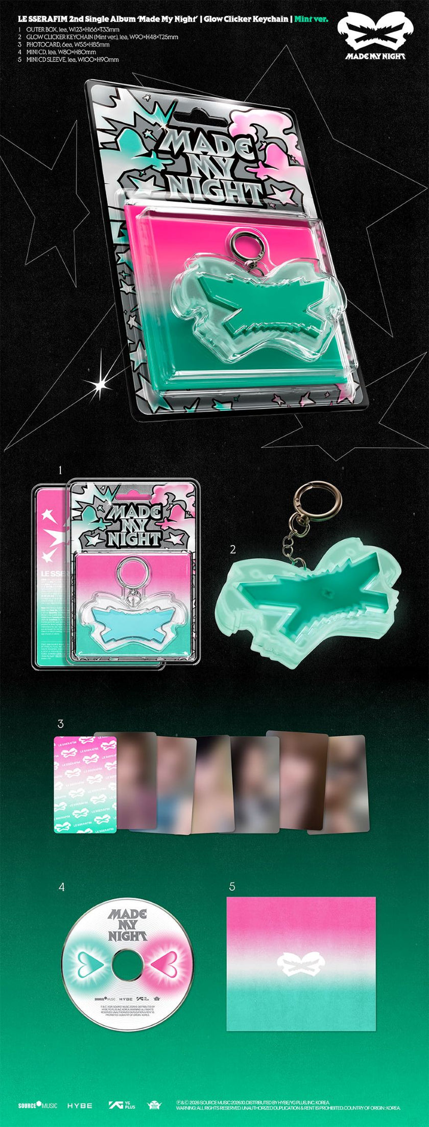 LE SSERAFIM - Made my Night - 2nd single album (Glow Clicker Keychain ver.)