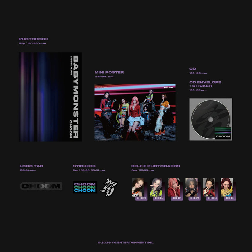 GROUP VIDEO CALL EVENT) BABYMONSTER 3rd MINI ALBUM [춤 (CHOOM)] (Crimson / Metallic / Prism Ver.)