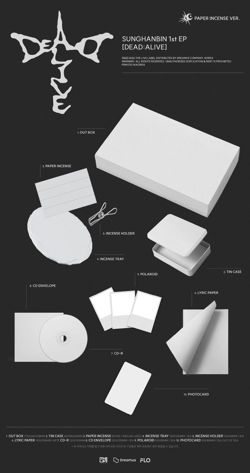 SUNG HANBIN (ZeroBaseOne) - Dead:Alive - 1st mini Album (paper incense ver.)