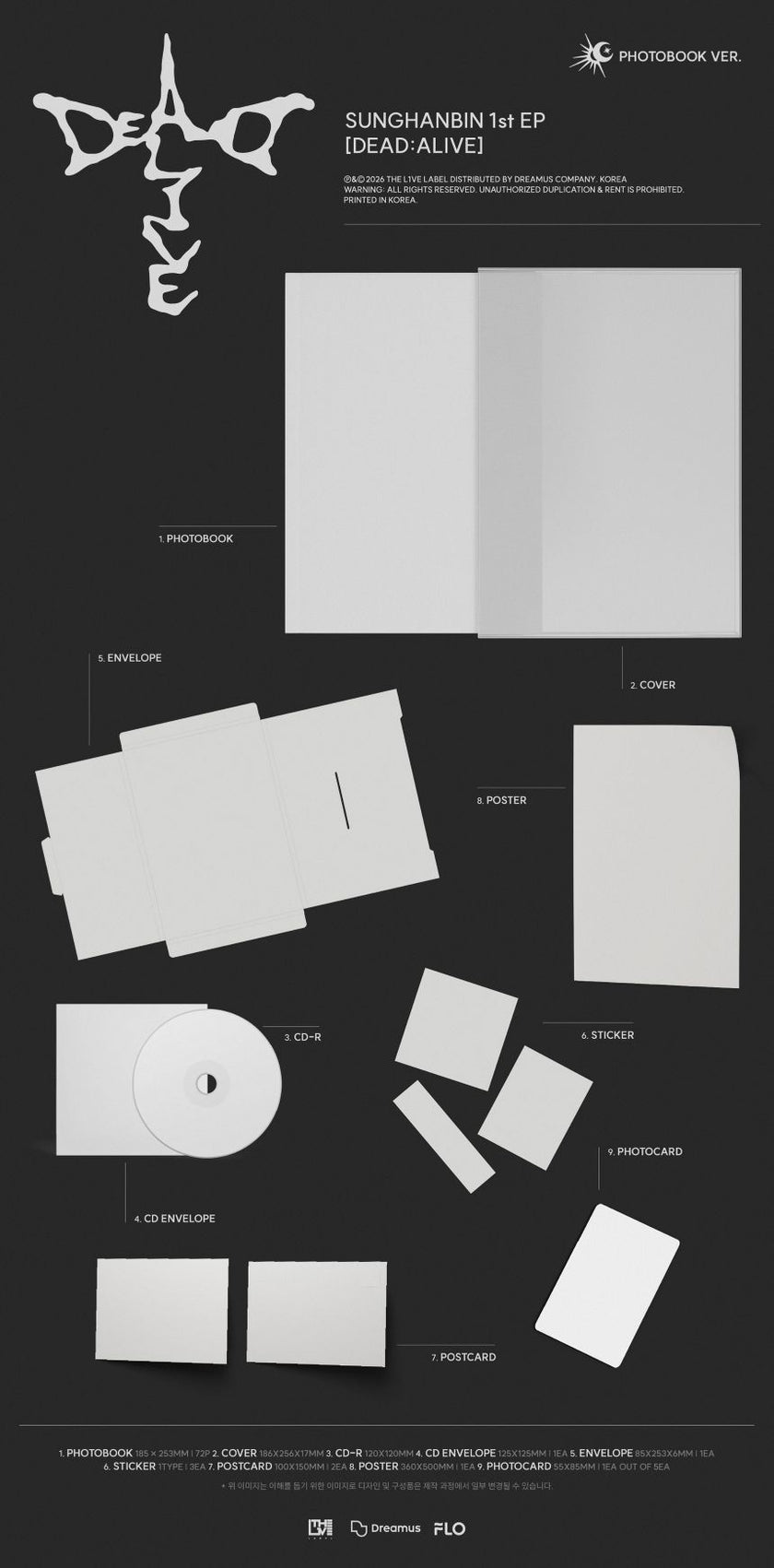 SUNG HANBIN (ZeroBase1) - Dead:Alive - 1st mini Album + POB (photobook ver.)