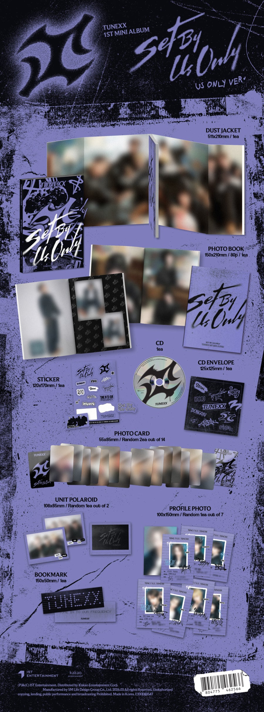 TUNEXX - Set By Us Only - 1st Mini Album (UNSET Ver. / US ONLY Ver.)