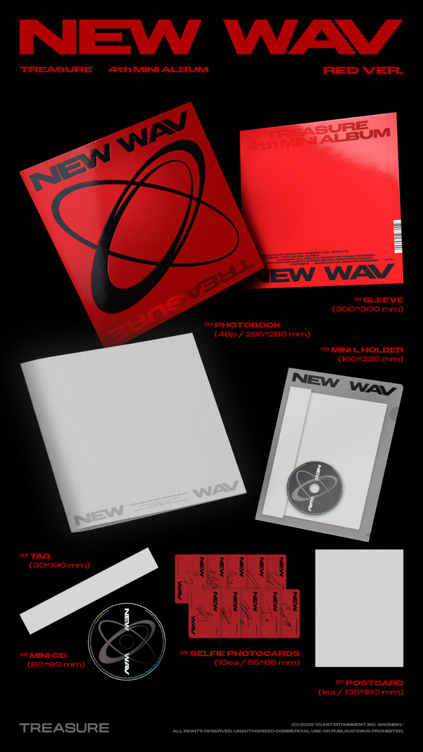 TREASURE - NEW WAV - 4th Mini Album (RED Ver. / ICE Ver.)