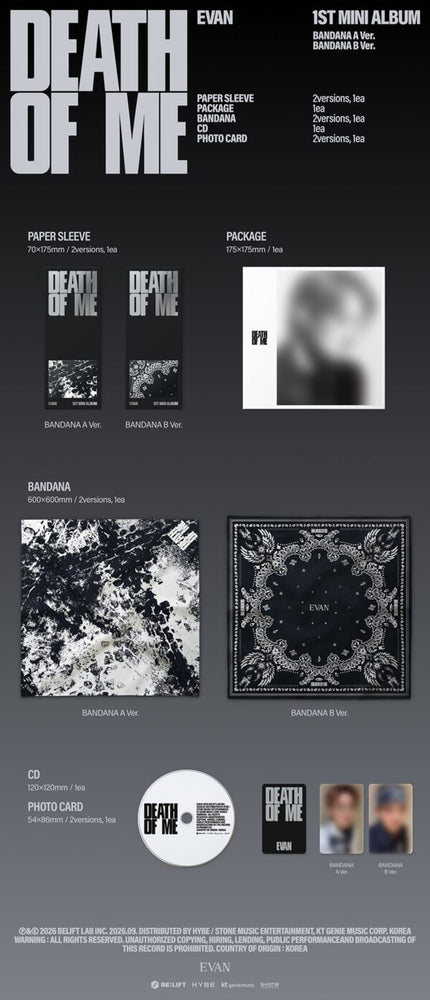 EVAN - DEATH OF ME - 1st mini album (bandana ver.)
